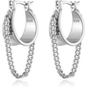 Gold Chain Earrings for Women Trendy Dainty 925 Sterling Silver Post 14k